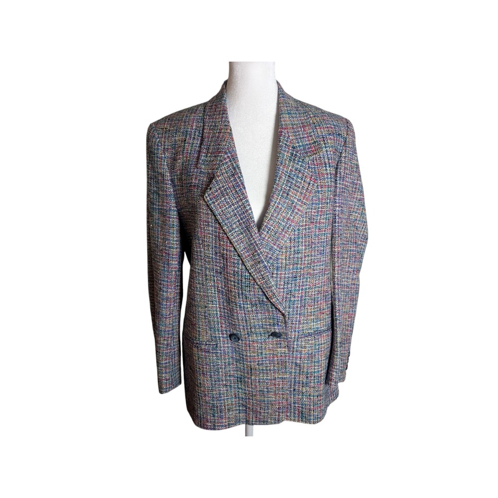 Vintage Barrie‎ Pace Ltd Women's Tweed Blazer M/L Multicolor Double Breasted